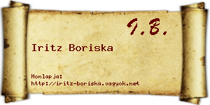 Iritz Boriska névjegykártya